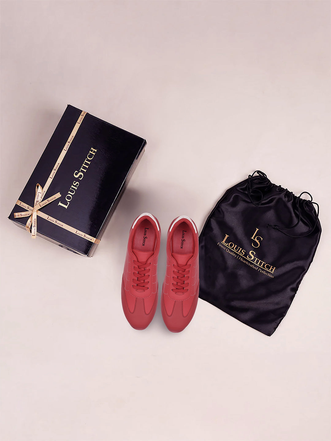 Ferrari Red Comfortable Lace-Up Sneaker