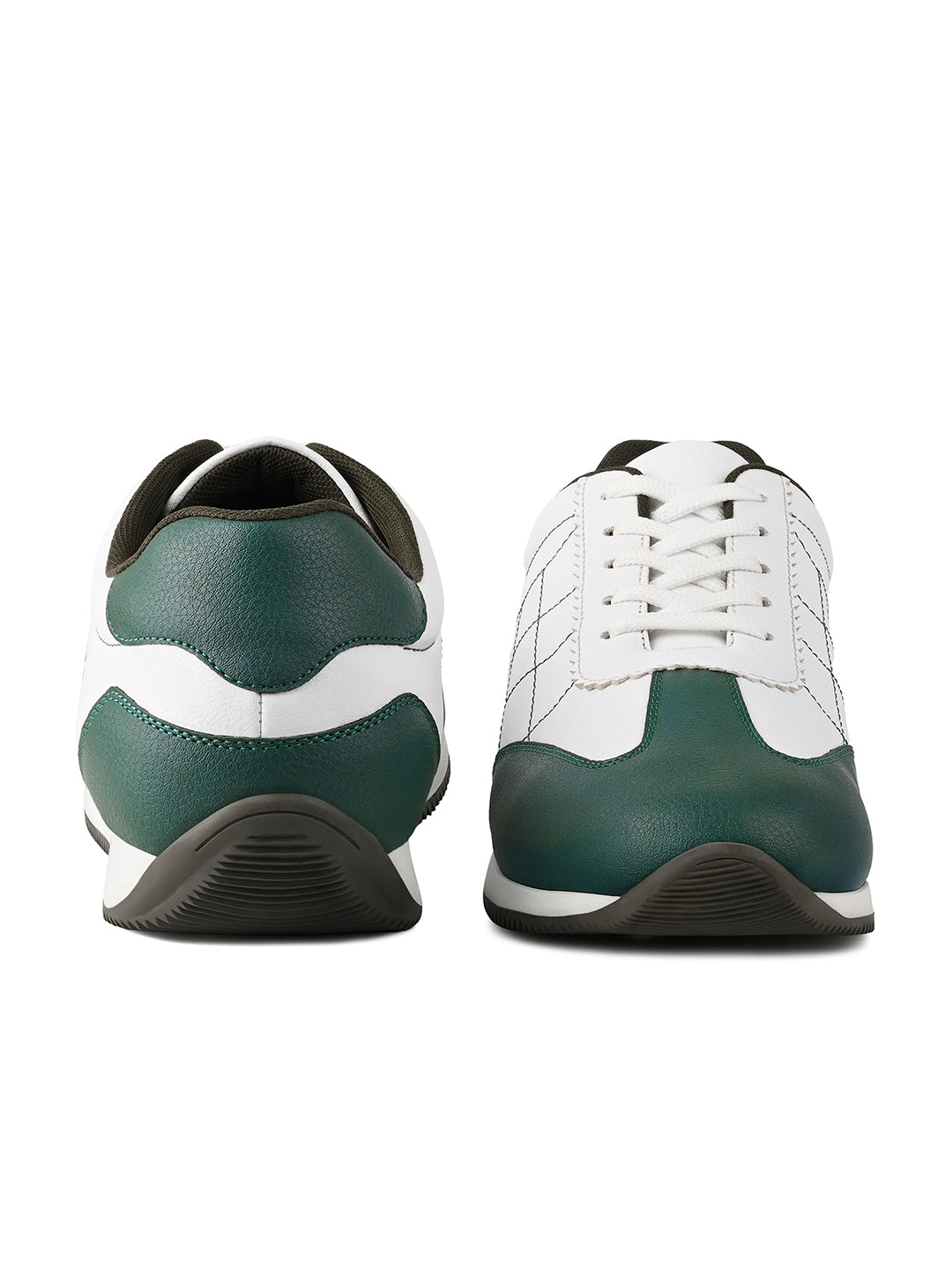 White and Green Comfortable Lace-Up Sneaker