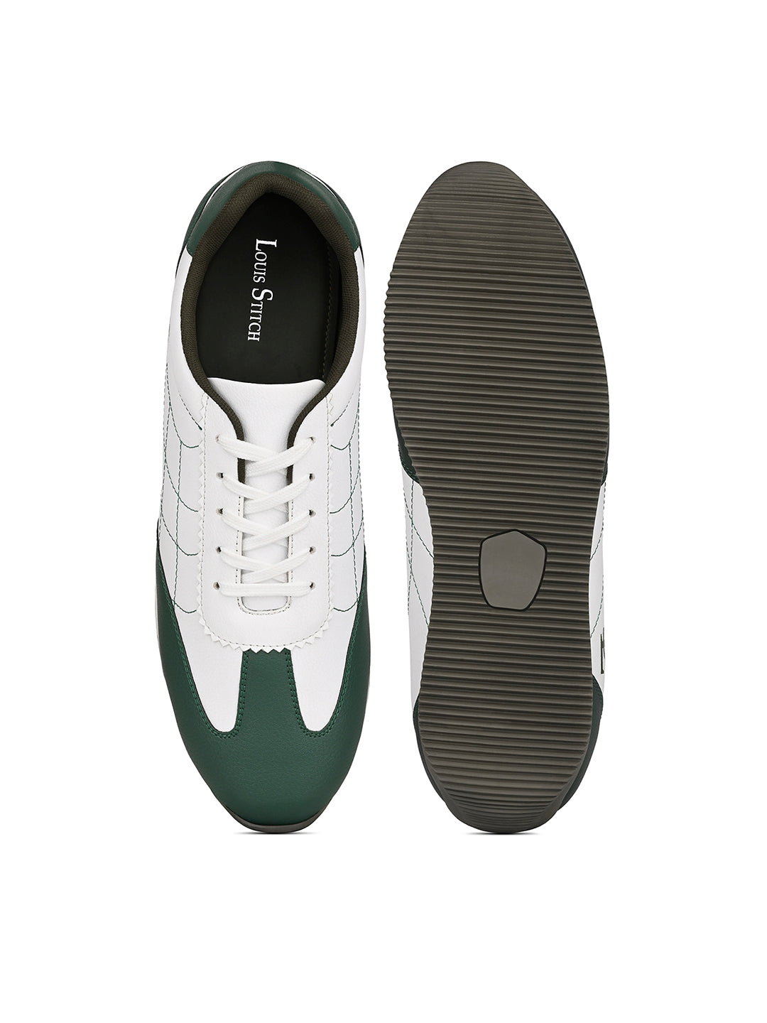 White and Green Comfortable Lace-Up Sneaker