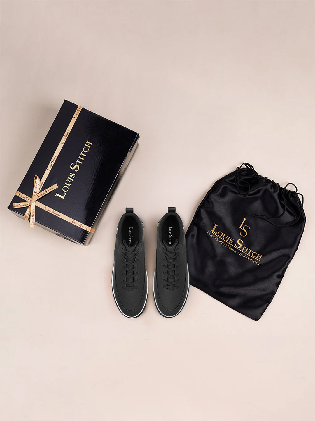 Midnight Black Comfortable Lace-Up Sneaker