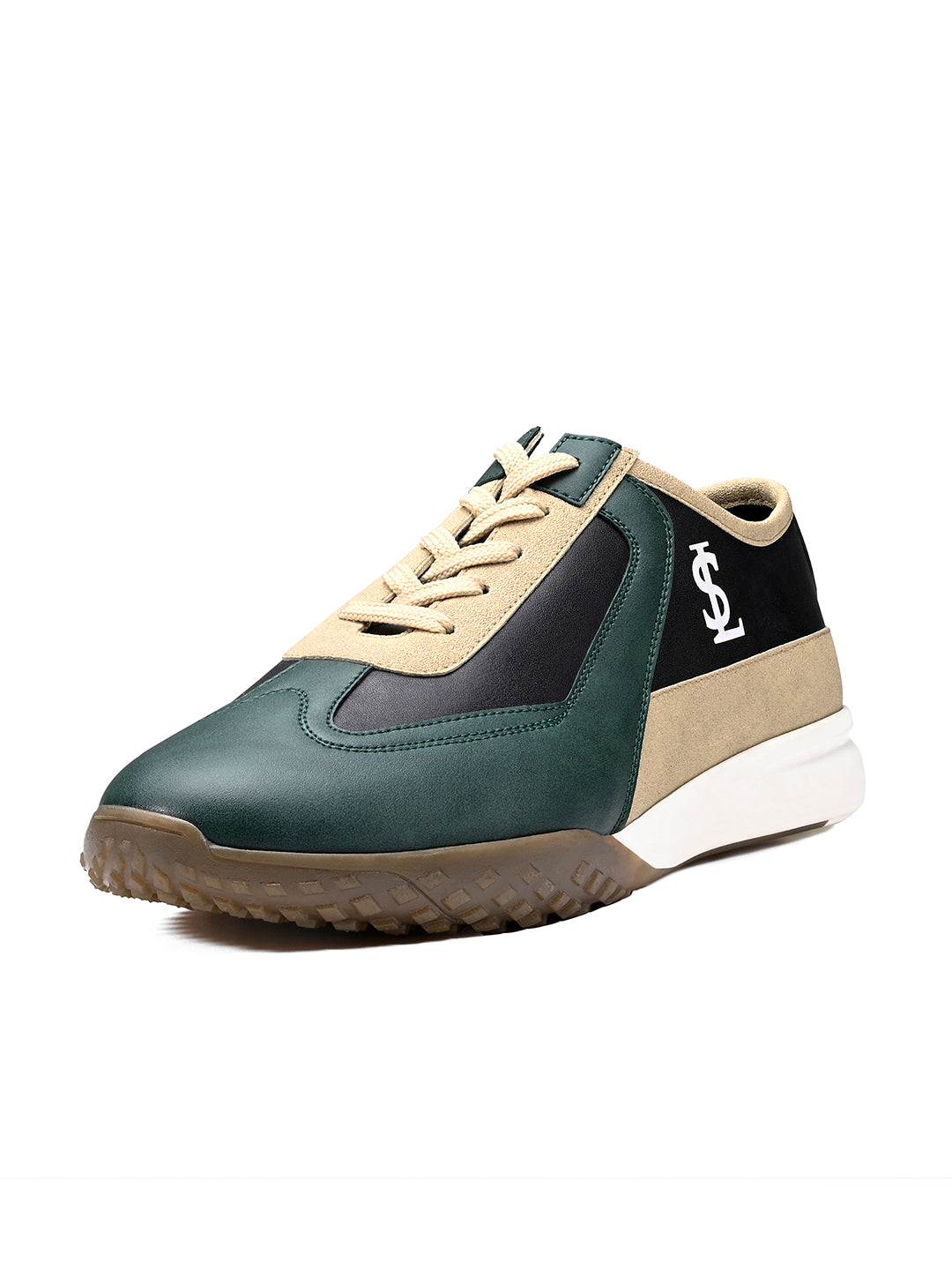Green and Black Casual Lightweight Lace-Up Sneaker