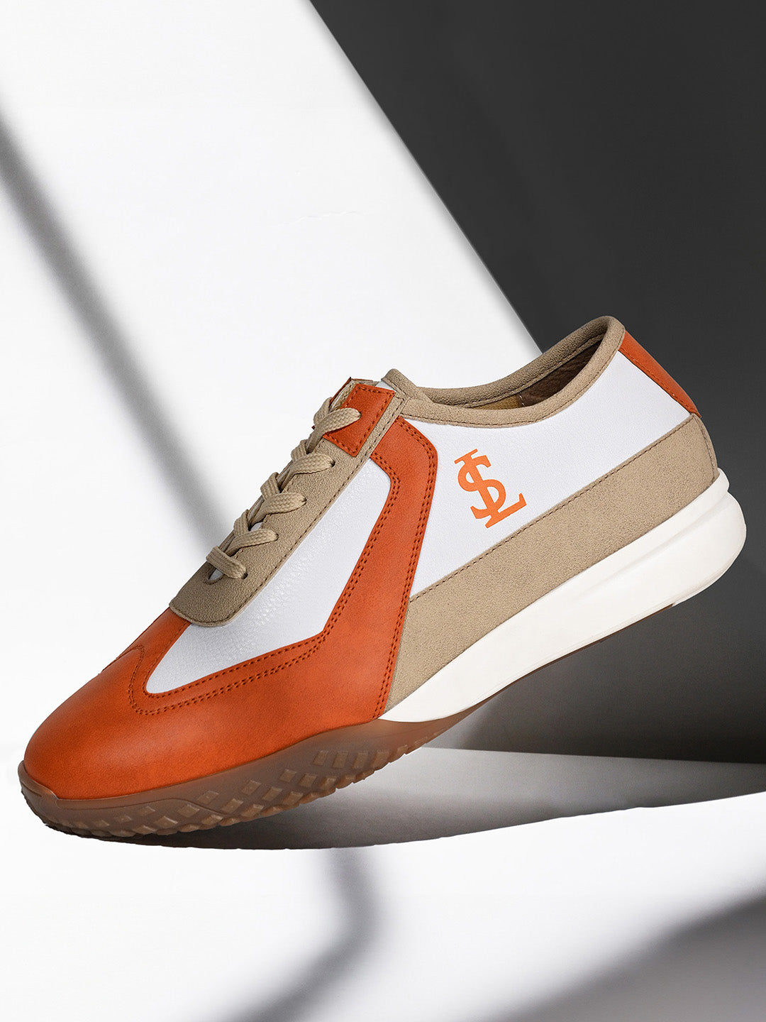 Orange and White Casual Lightweight Lace-Up Sneaker