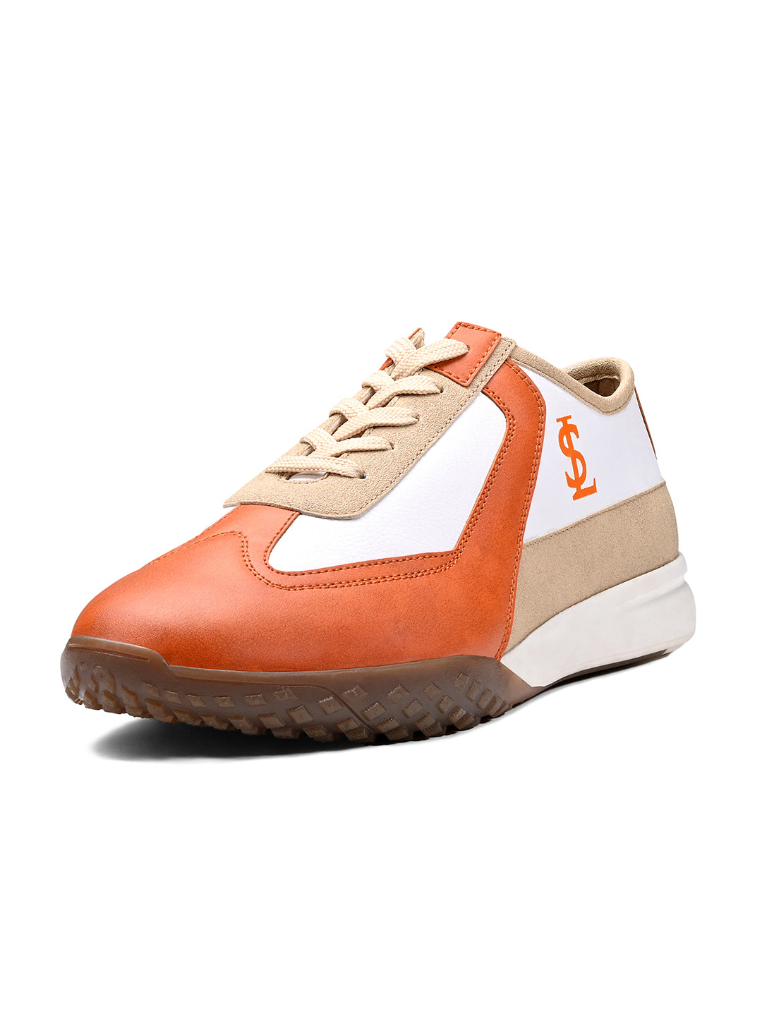 Orange and White Casual Lightweight Lace-Up Sneaker