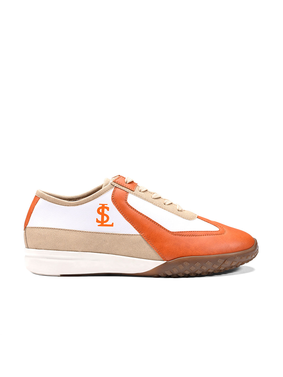 Orange and White Casual Lightweight Lace-Up Sneaker