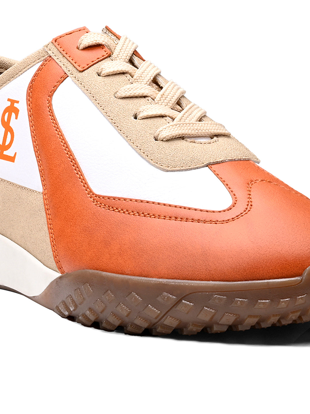 Orange and White Casual Lightweight Lace-Up Sneaker