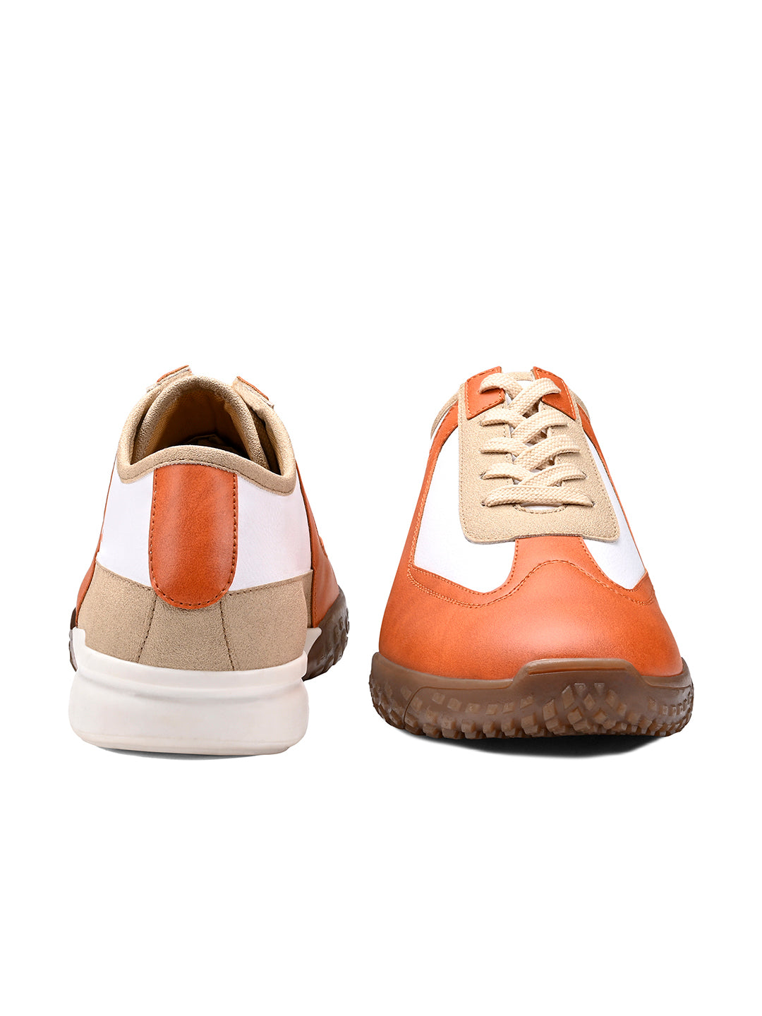 Orange and White Casual Lightweight Lace-Up Sneaker