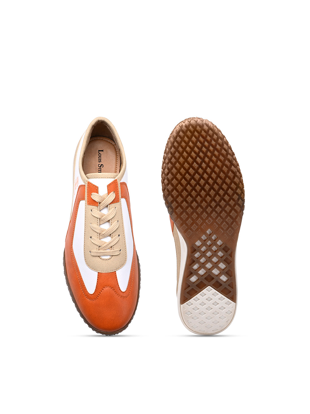 Orange and White Casual Lightweight Lace-Up Sneaker