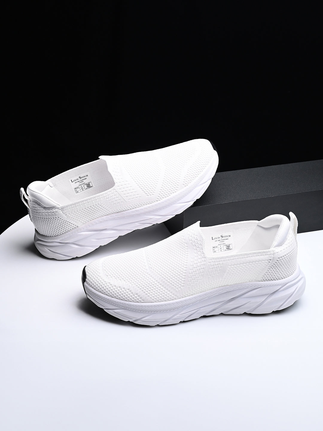 White Flyknit Slip-On Sneakers For Men