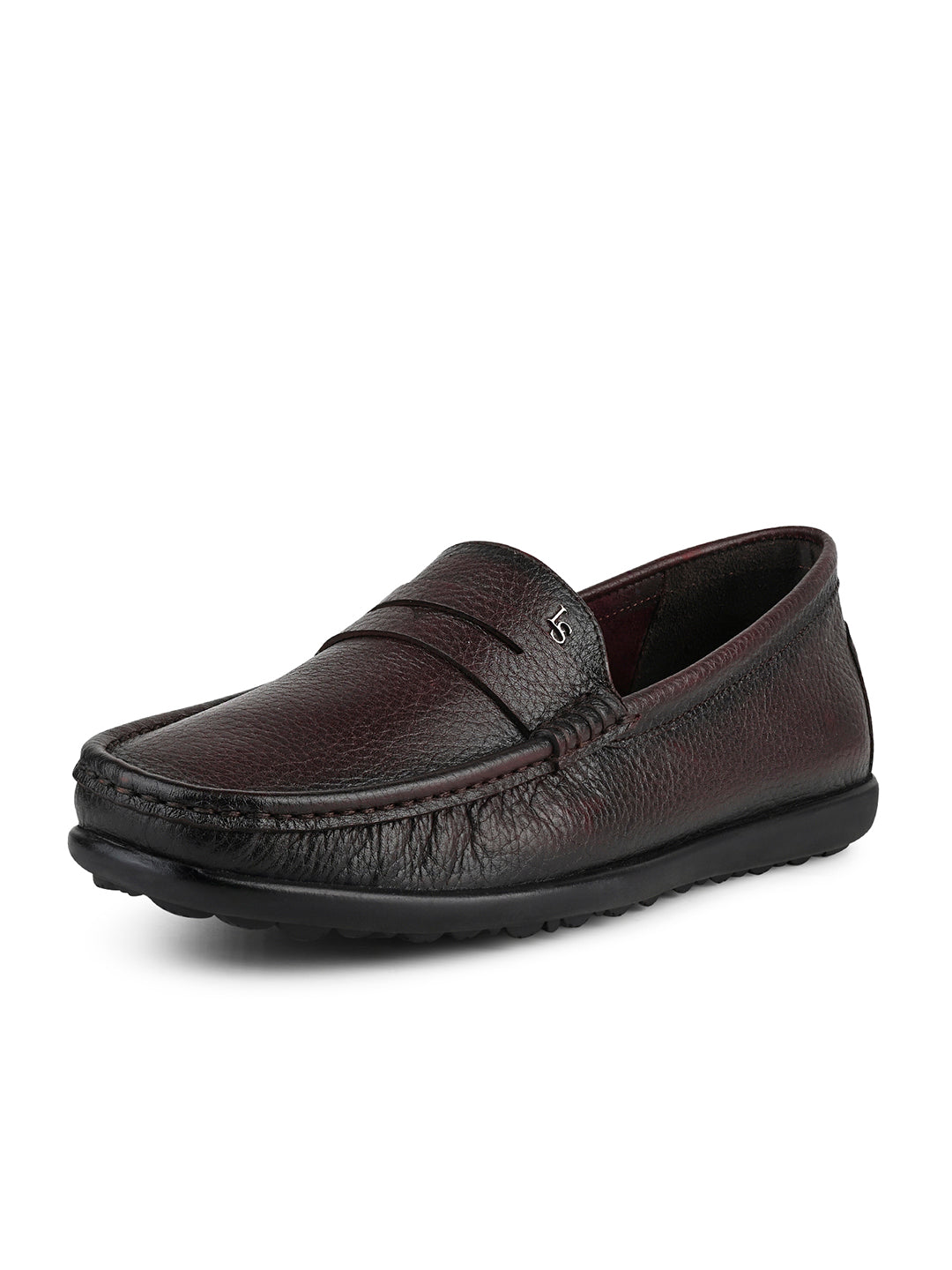 Brunette Brown Italian Milled Leather Formal Slip-On Loafers