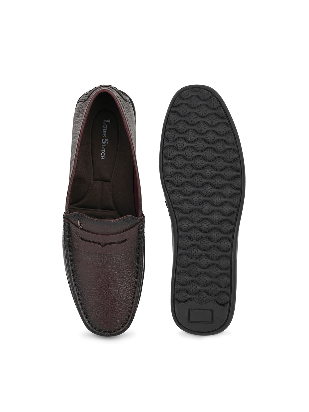 Brunette Brown Italian Milled Leather Formal Slip-On Loafers