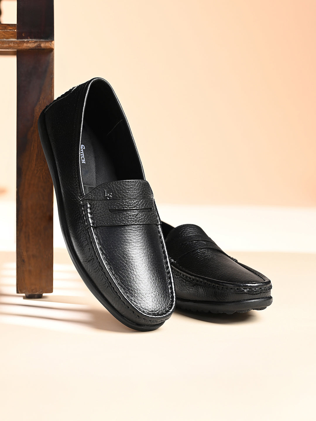 Jet Black Italian Milled Leather Formal Slip-On Loafers