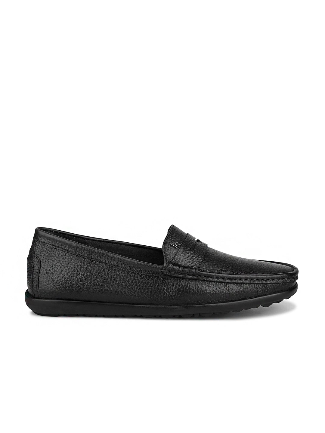 Jet Black Italian Milled Leather Formal Slip-On Loafers