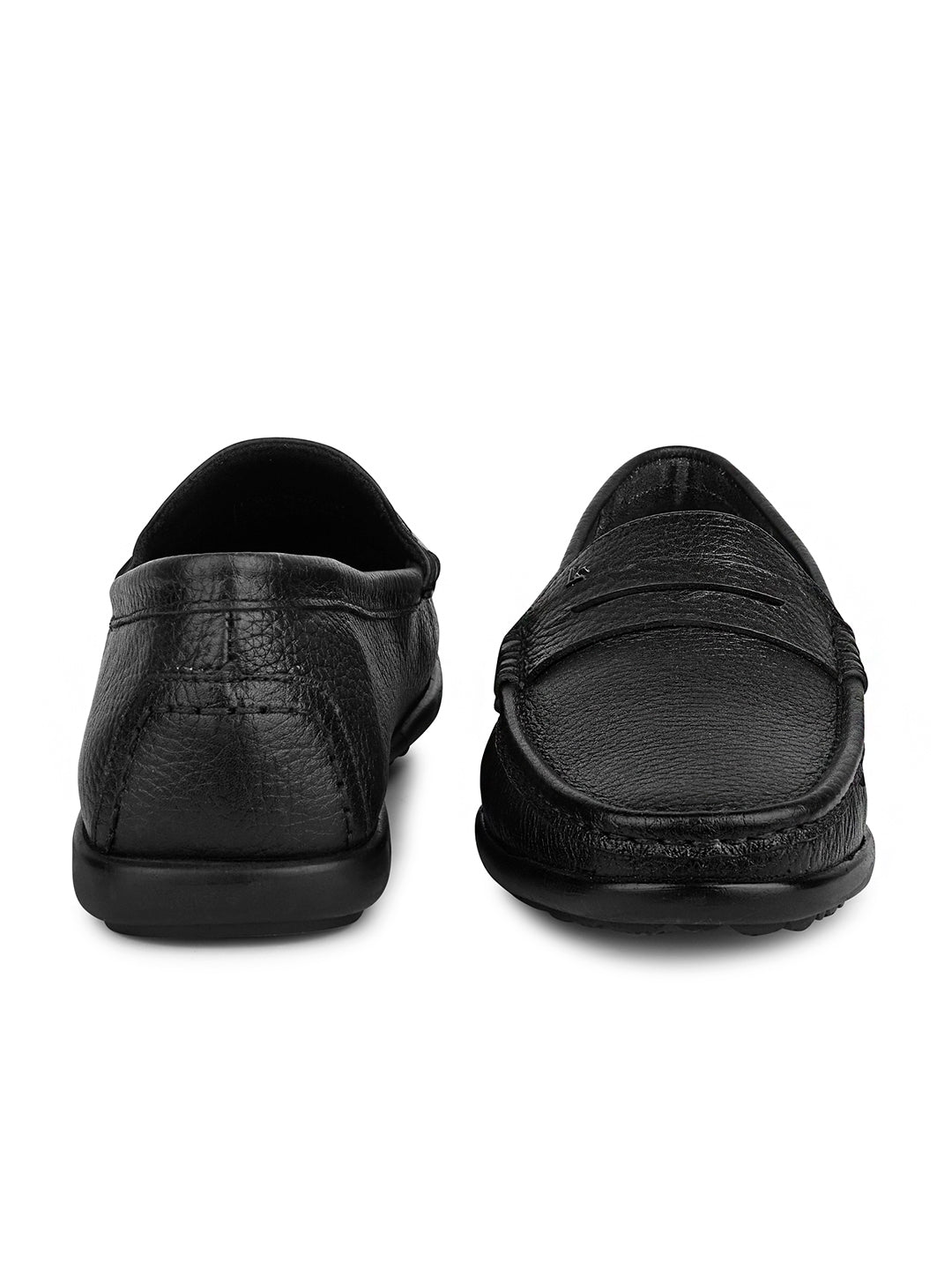Jet Black Italian Milled Leather Formal Slip-On Loafers