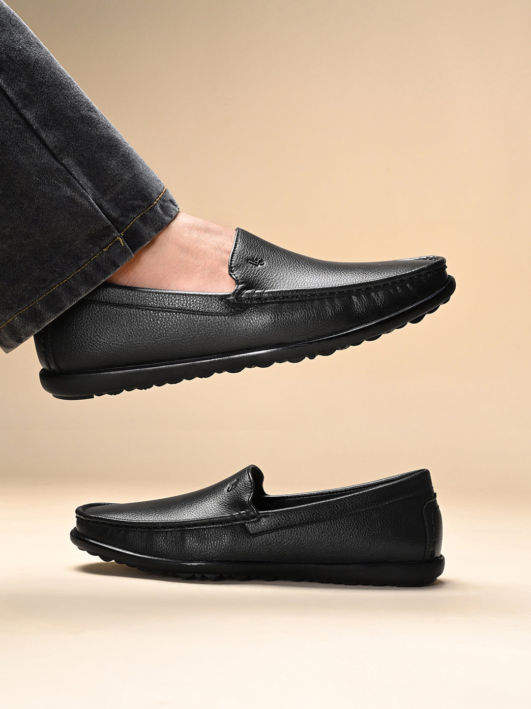 Jet Black Genuine Leather Formal Slip-On Loafers