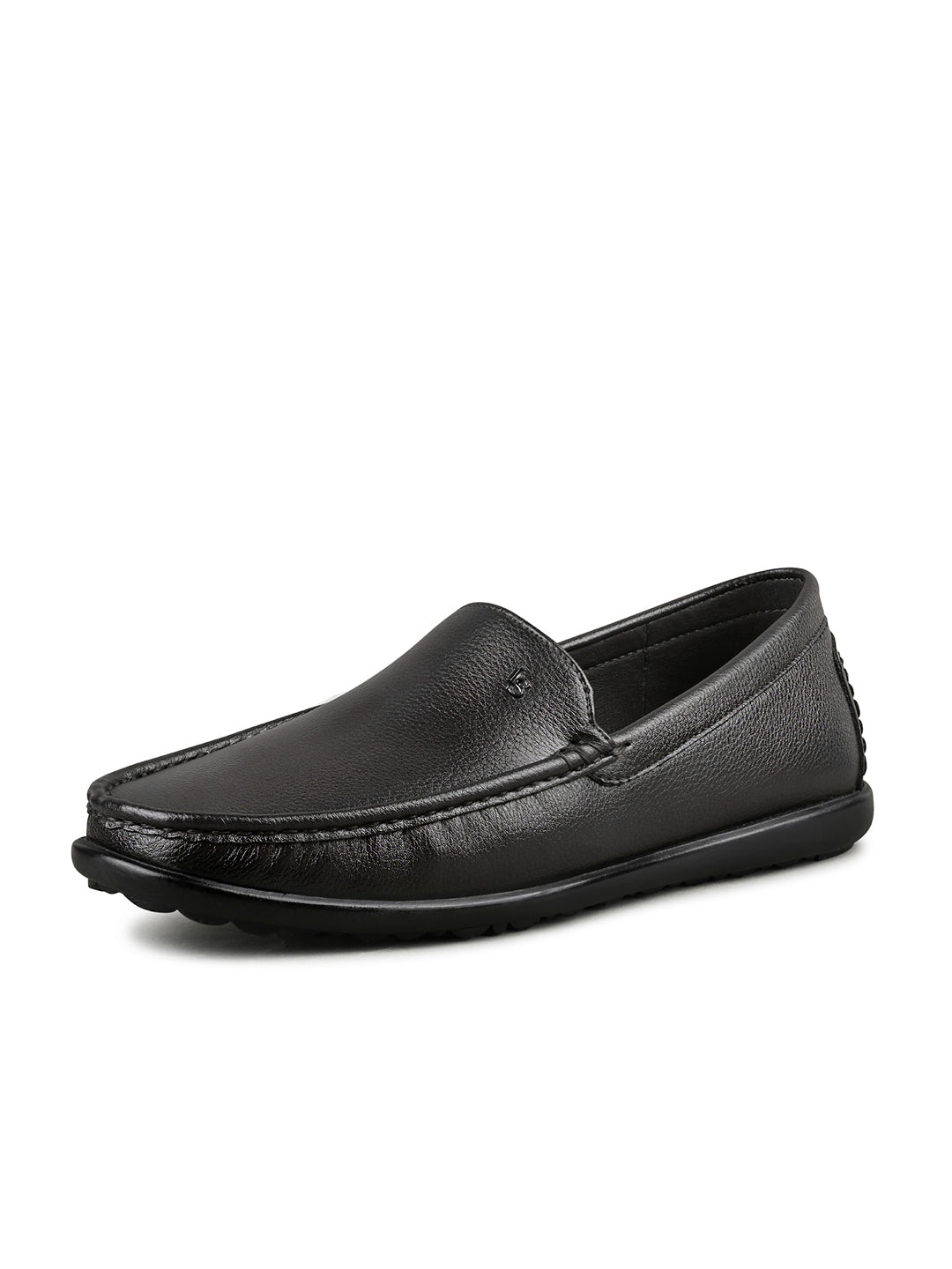 Jet Black Genuine Leather Formal Slip-On Loafers