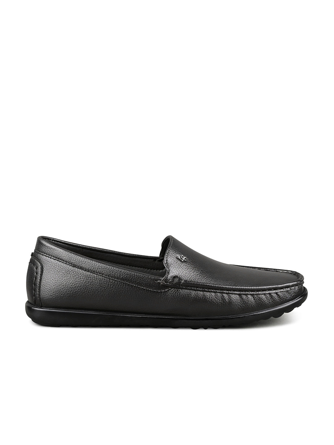 Jet Black Genuine Leather Formal Slip-On Loafers