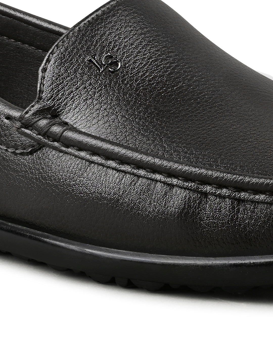 Jet Black Genuine Leather Formal Slip-On Loafers