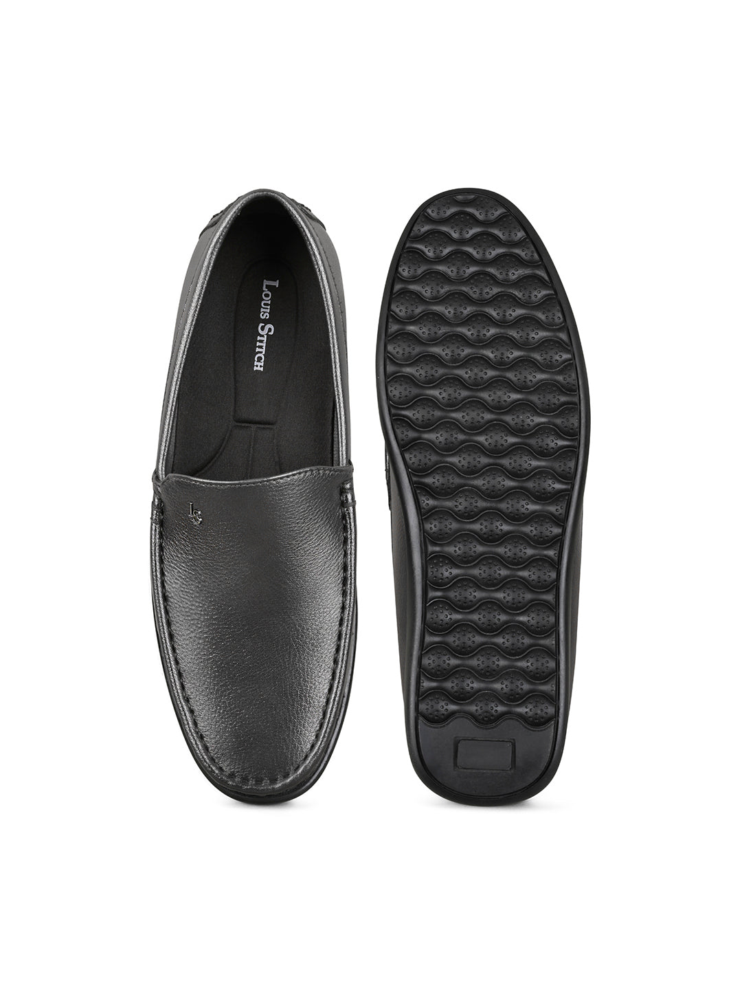 Jet Black Genuine Leather Formal Slip-On Loafers