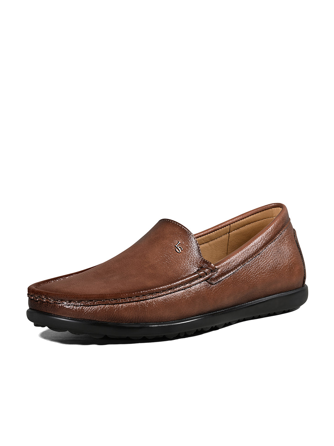 Tan Genuine Leather Formal Slip-On Loafers