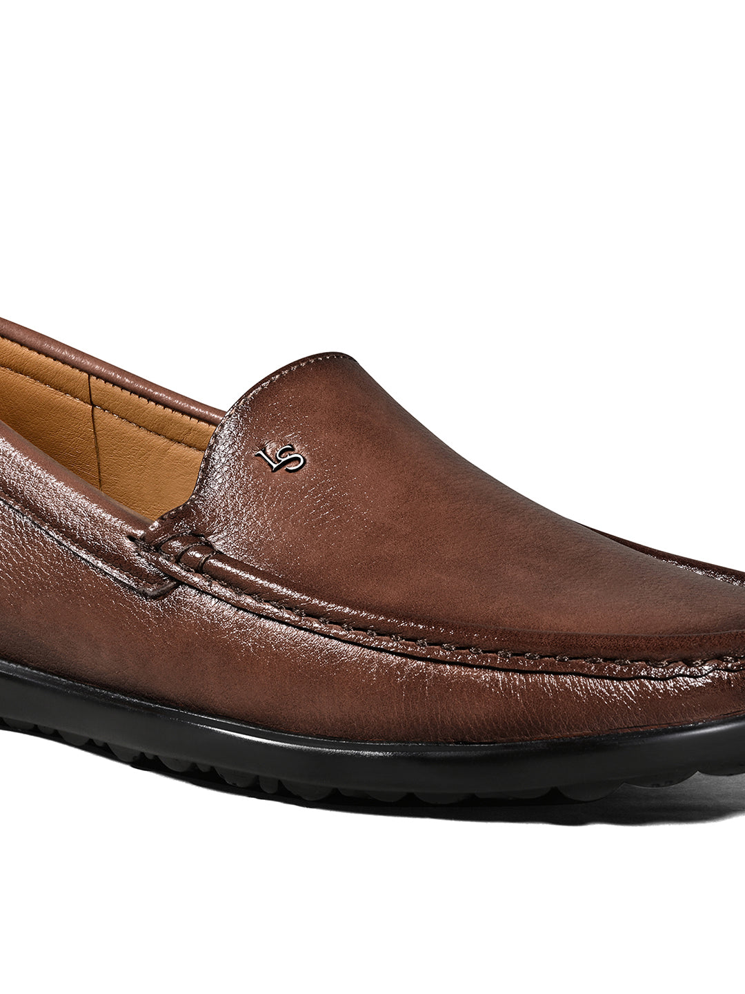 Tan Genuine Leather Formal Slip-On Loafers