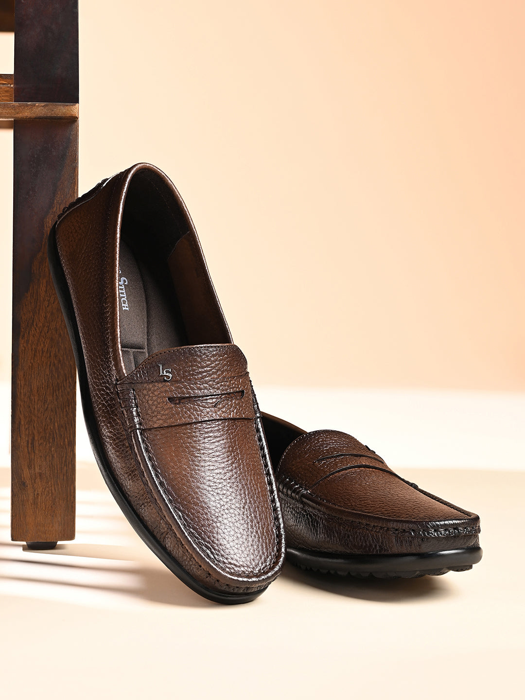Tan Italian Milled Leather Formal Slip-On Loafers