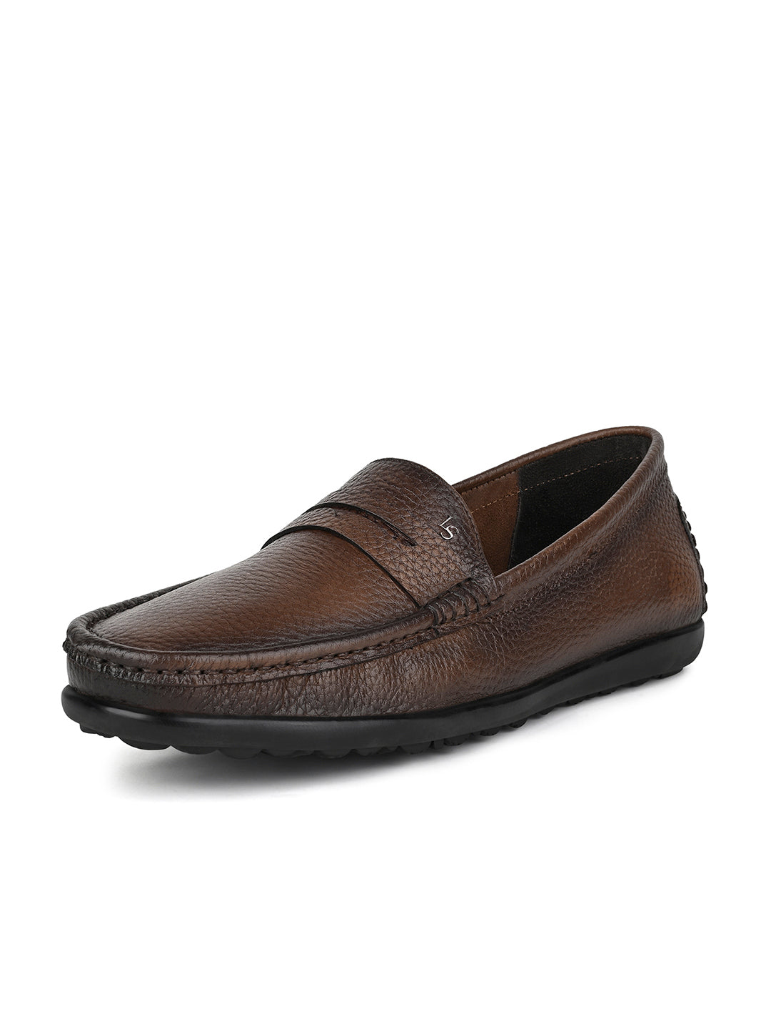 Tan Italian Milled Leather Formal Slip-On Loafers