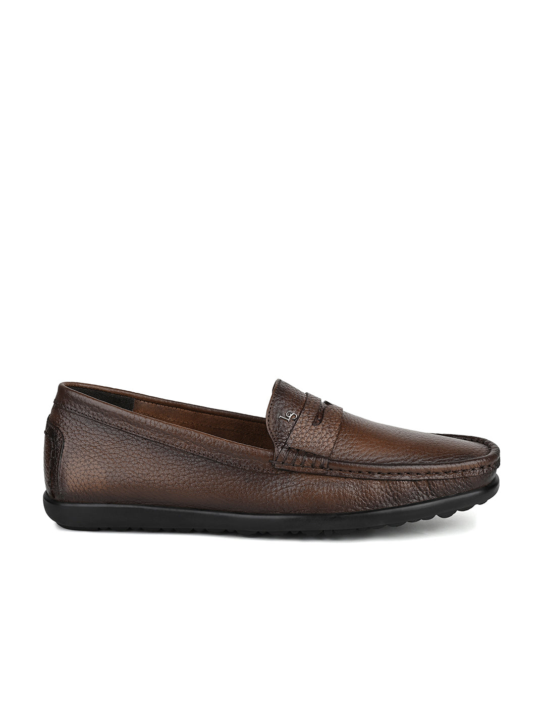Tan Italian Milled Leather Formal Slip-On Loafers
