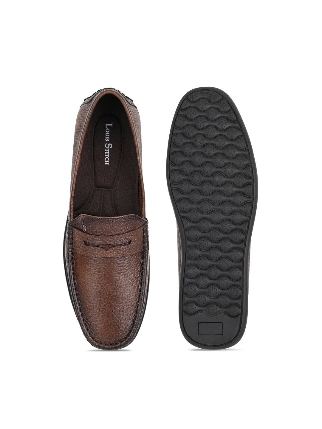 Tan Italian Milled Leather Formal Slip-On Loafers