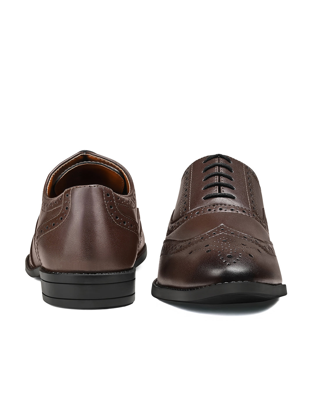 Brunette Brown Wingtip Brogue Style Comfortable Formal Lace Up Shoes