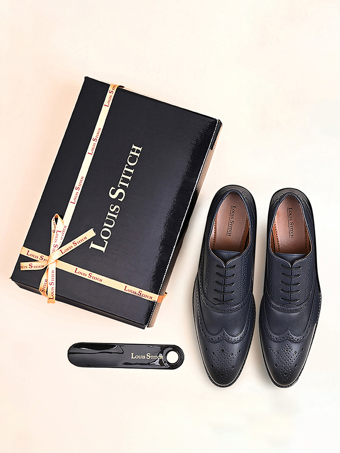 Federal Blue Handcrafted Wingtip Brogue Style Comfortable Formal Lace Up Shoes