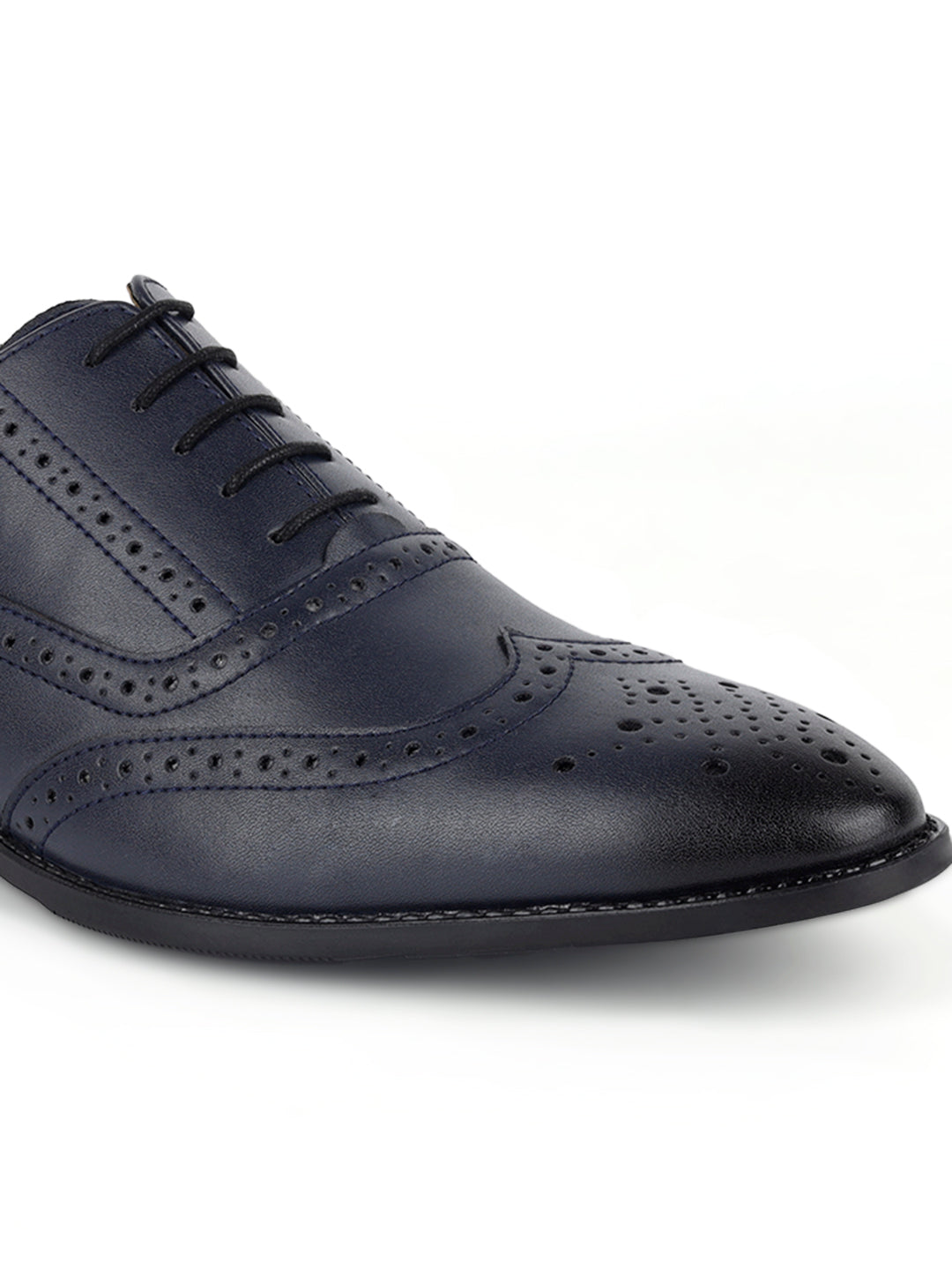 Federal Blue Handcrafted Wingtip Brogue Style Comfortable Formal Lace Up Shoes