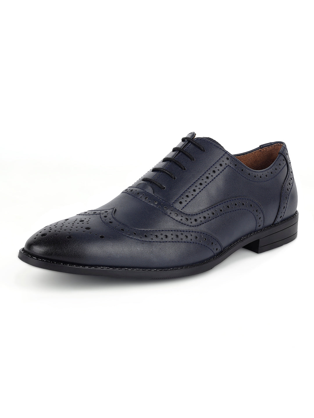 Federal Blue Handcrafted Wingtip Brogue Style Comfortable Formal Lace Up Shoes