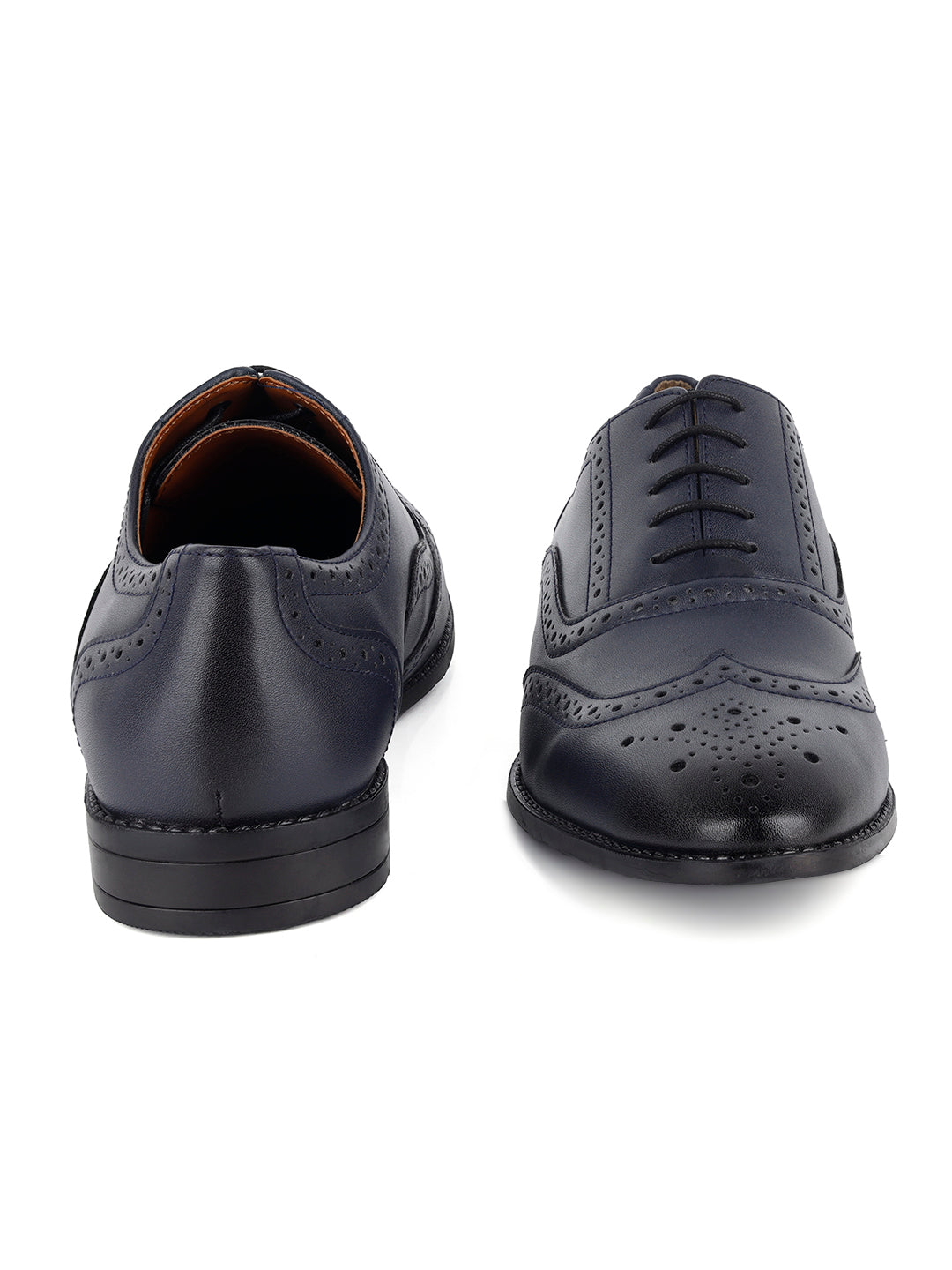 Federal Blue Handcrafted Wingtip Brogue Style Comfortable Formal Lace Up Shoes