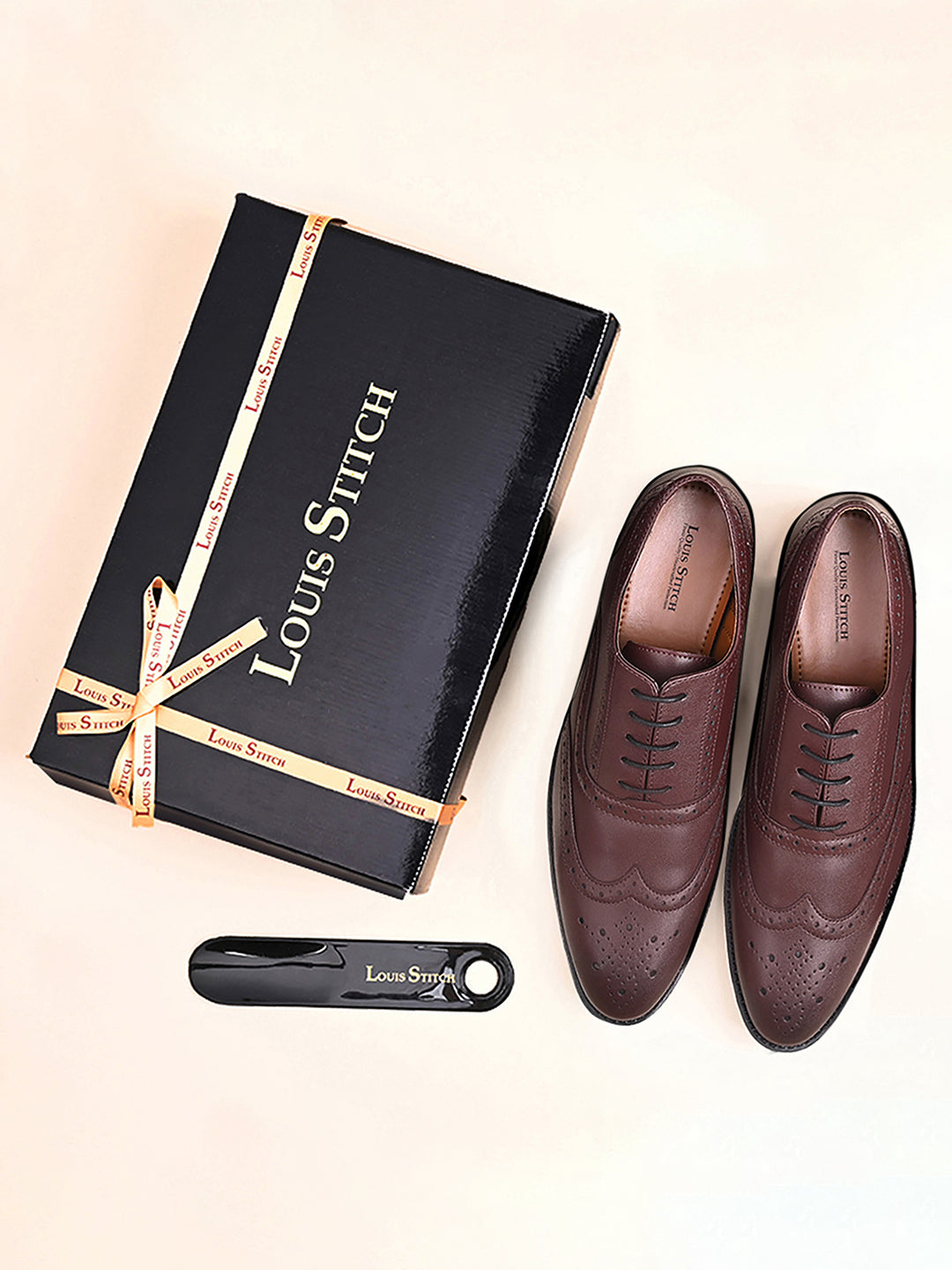 Rosewood Wingtip Brogue Style Comfortable Formal Lace Up Shoes