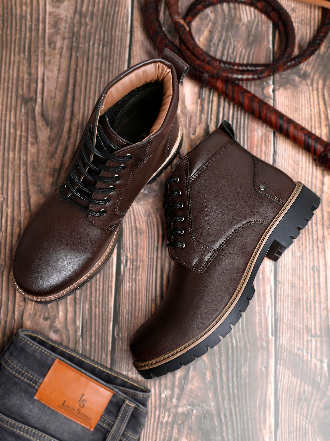 Brunette Brown Handcrafted Derby Lace Up Boots