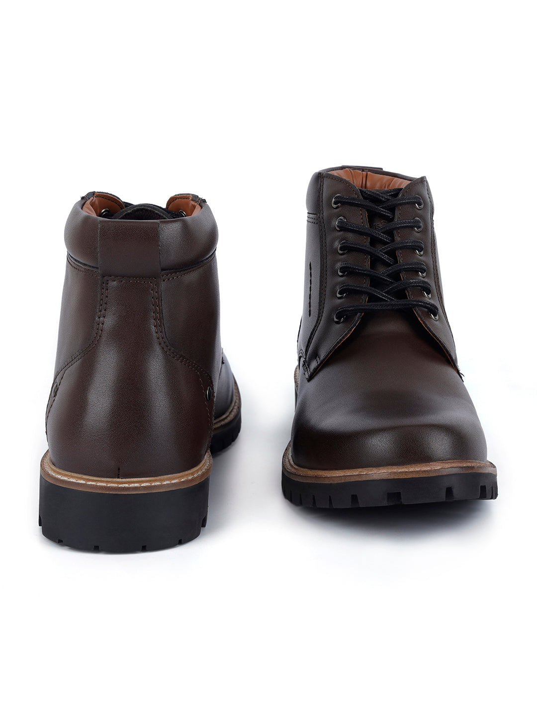 Brunette Brown Handcrafted Derby Lace Up Boots