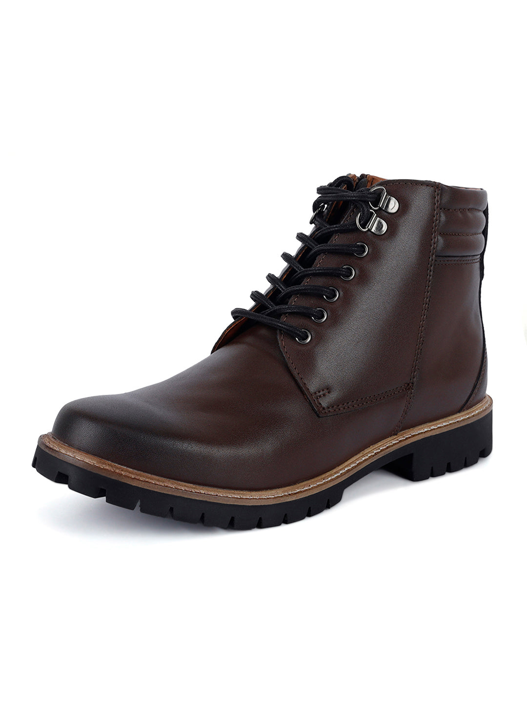 Brunette Brown Handcrafted Derby Lace Up Chain Boots