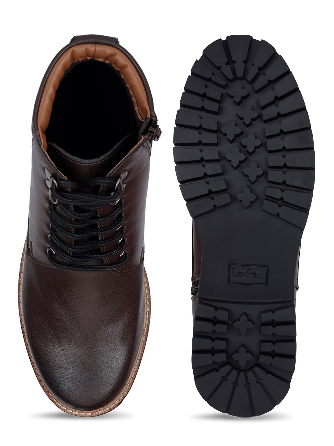 Brunette Brown Handcrafted Derby Lace Up Chain Boots