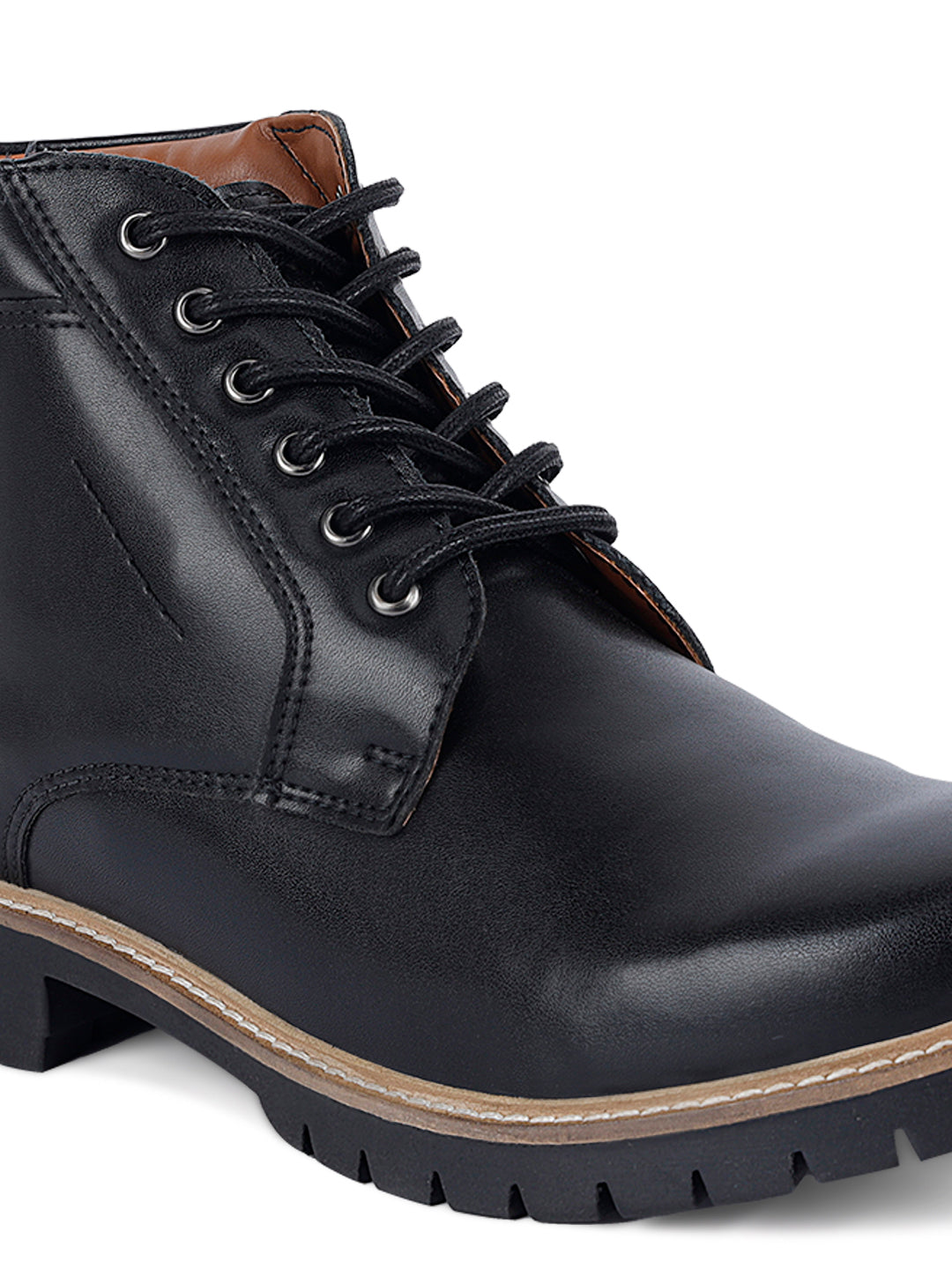 Jet Black Handcrafted Derby Lace Up Boots