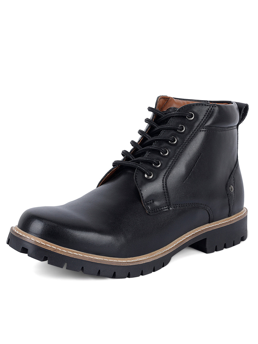 Jet Black Handcrafted Derby Lace Up Boots