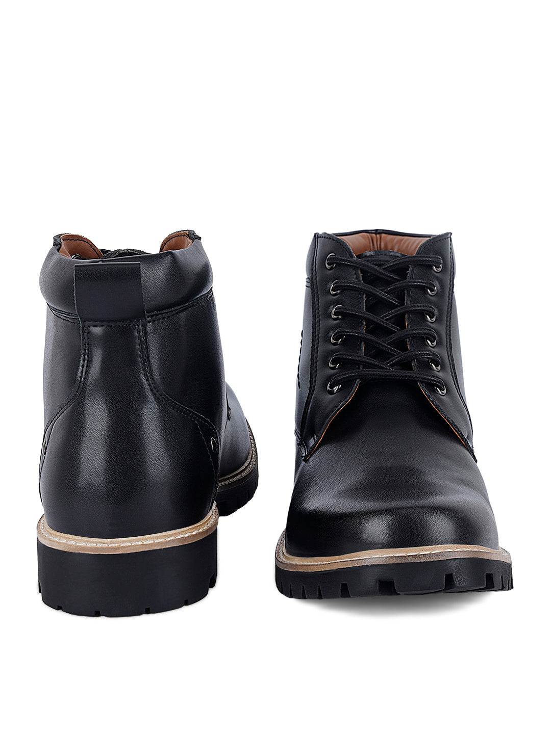 Jet Black Handcrafted Derby Lace Up Boots