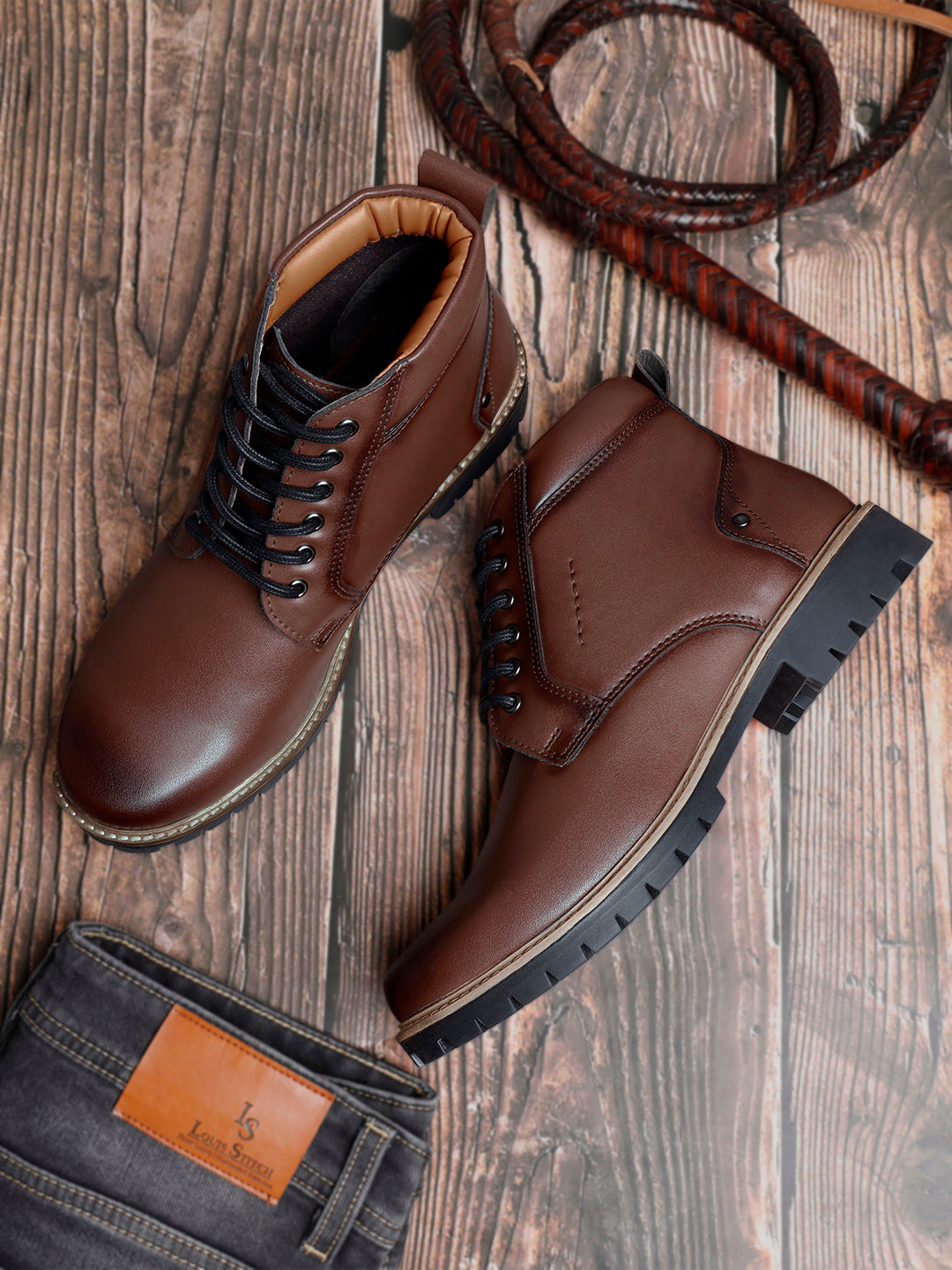 Tan Handcrafted Derby Lace Up Boots