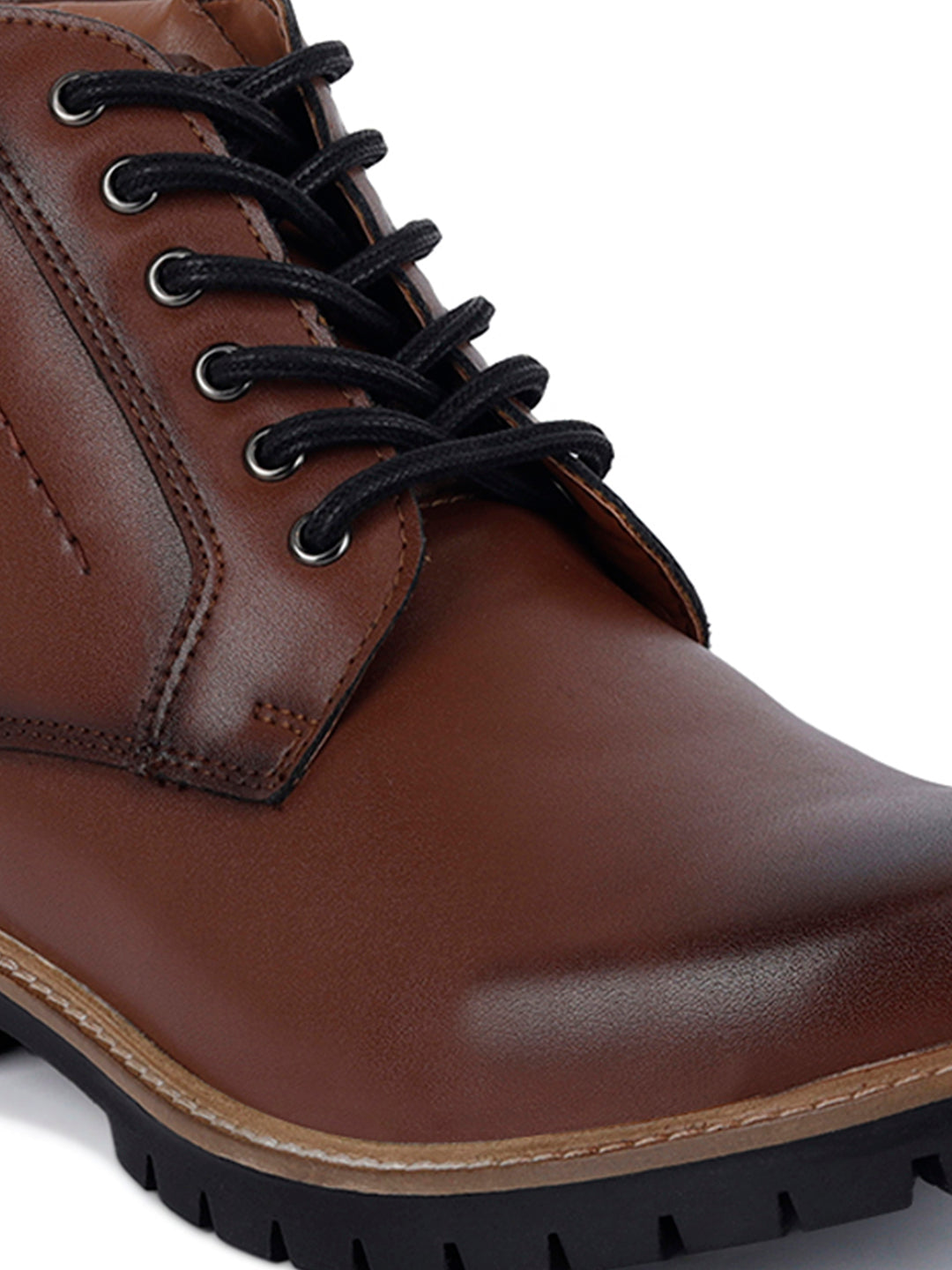 Tan Handcrafted Derby Lace Up Boots