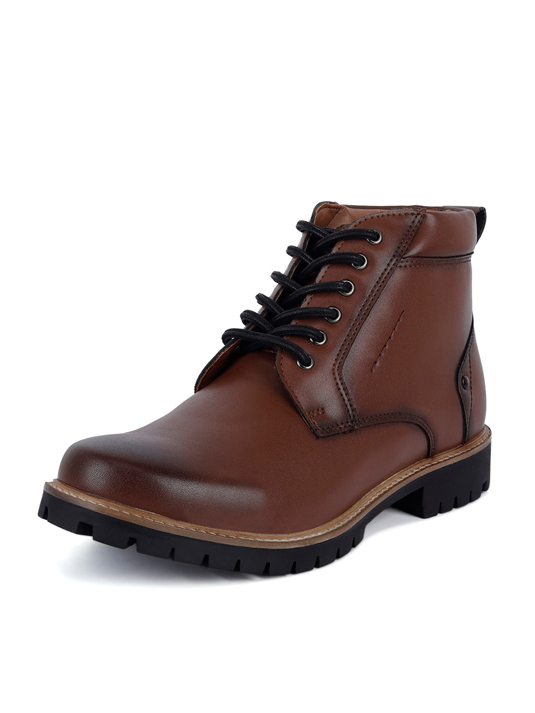 Tan Handcrafted Derby Lace Up Boots