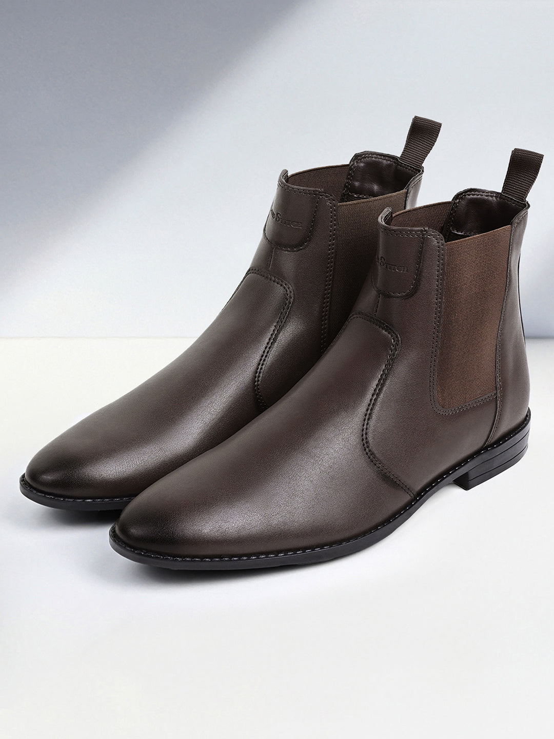 Brunette Brown Dual Tone Handcrafted Chelsea Boots
