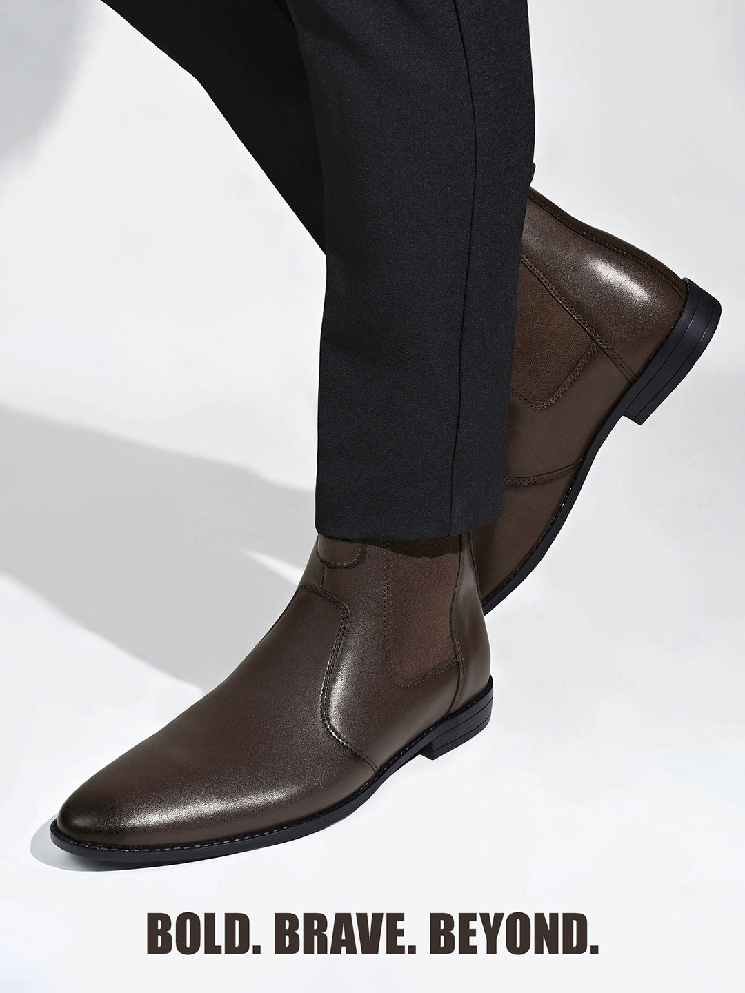 Brunette Brown Dual Tone Handcrafted Chelsea Boots