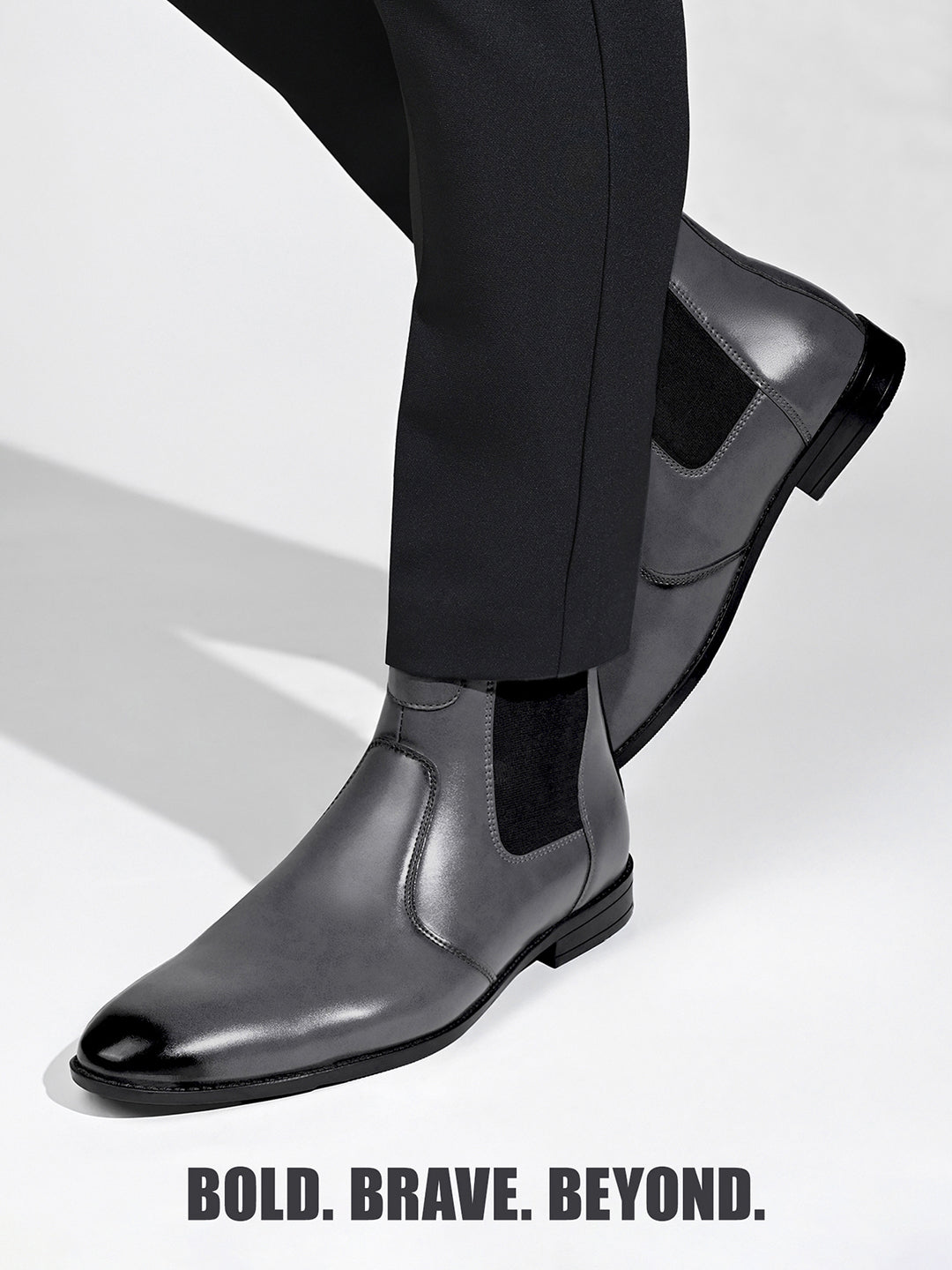 Ash Grey Dual Tone Handcrafted Chelsea Boots