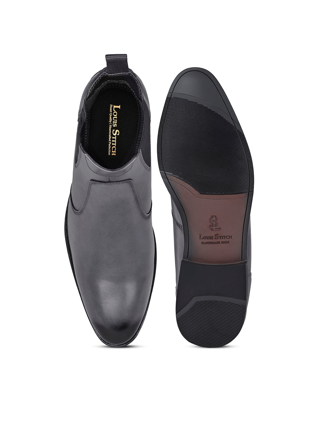 Ash Grey Dual Tone Handcrafted Chelsea Boots