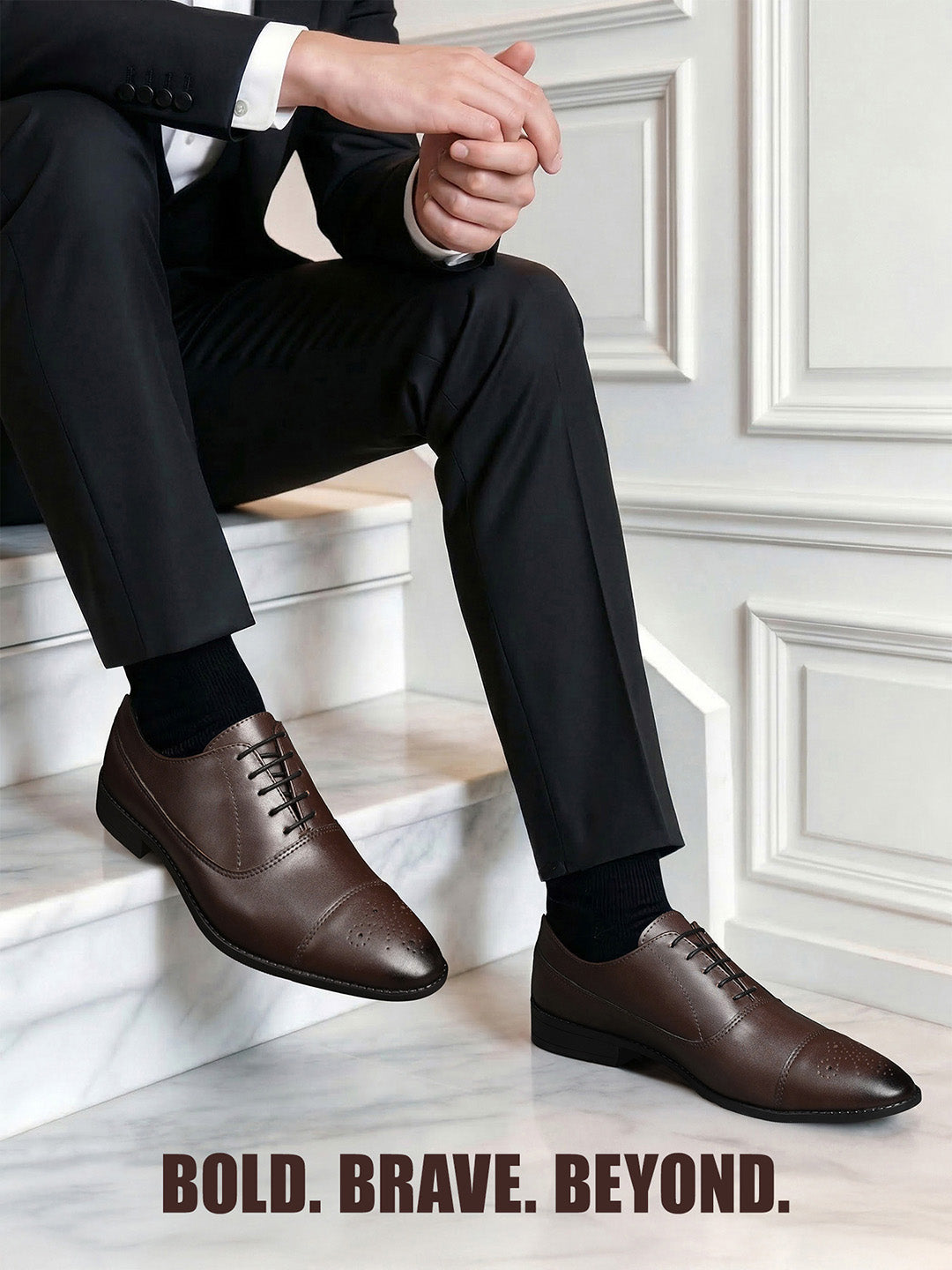Brunette Brown Handcrafted Captoe Style Comfortable Laceups Shoes