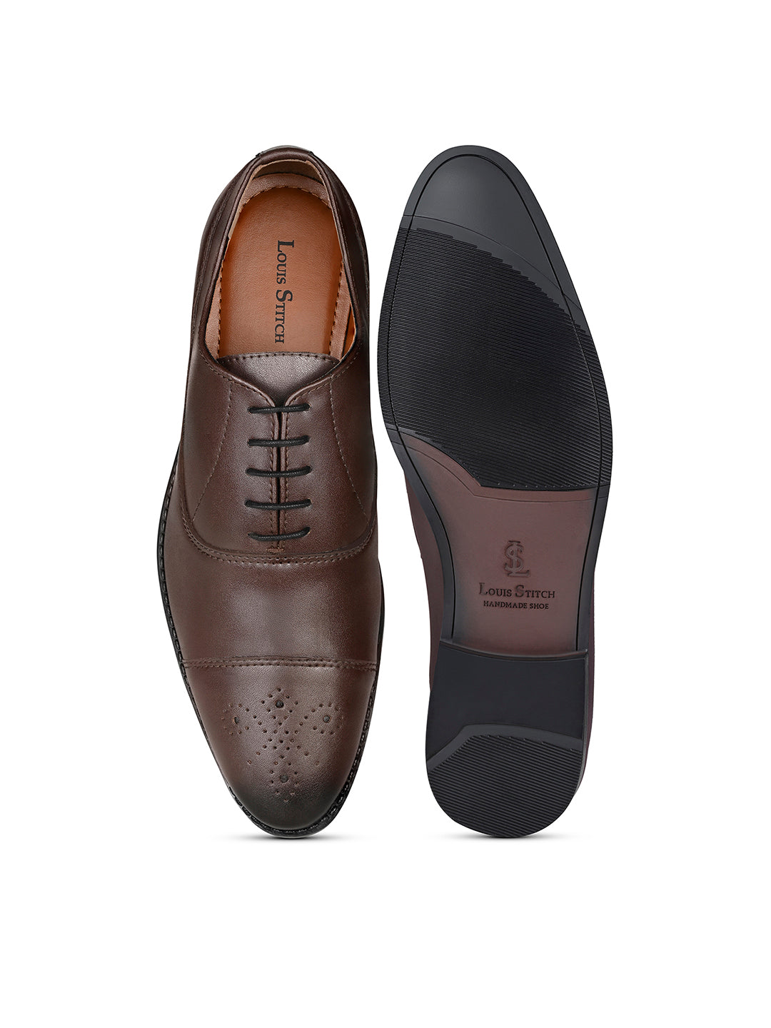 Brunette Brown Handcrafted Captoe Style Comfortable Laceups Shoes